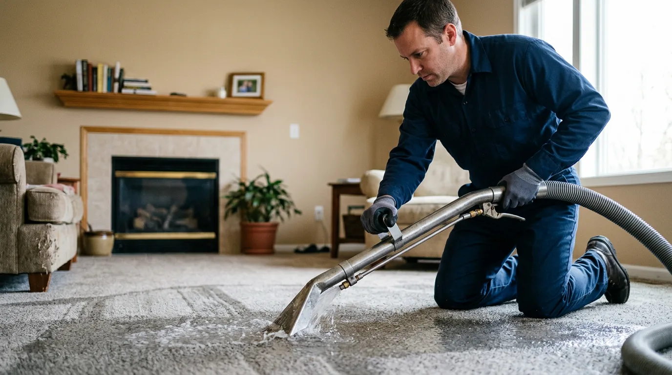 Water damage restoration technician working near Independence, MO